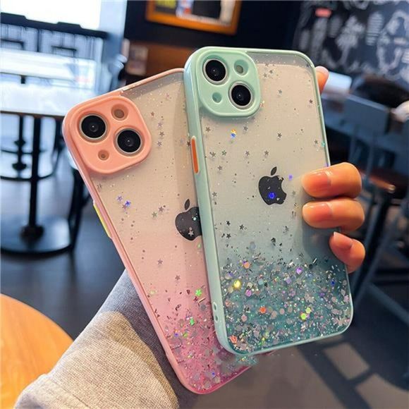 Glitter Shockproof Clear Case For iPhone 14 Pro Max 13 12 11 XR XS Max 8 7 Cover - Picture 1 of 10
